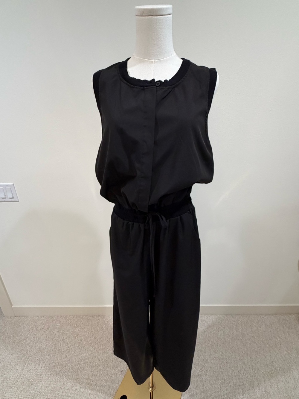 Evereve Black Sleeveless Drawstring Jumpsuit